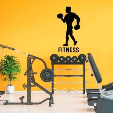 Imagem de Adesivo Academia Silhueta Homem Músculos Peso Fitness - Kanto Store, P