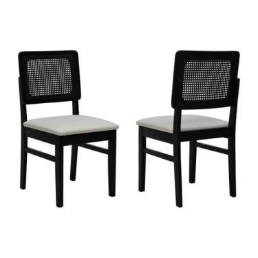 Imagem de Kit 2 Cadeiras Lyon Madeira Maciça Encosto Telinha Assento Estofado Co