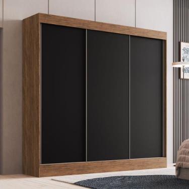 Imagem de Guarda-Roupa Casal Michigan 3 Portas 4 Gavetas 100% Mdf Castanho/Preto