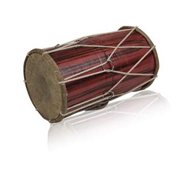 Imagem de Bateria de percussão manual de 25,4 cm x 15,4 cm feita à mão, de madeira e couro, clássica indiana, folclórica, tabla, percussão, instrumentos musicais, punjabi, dholak, dholak, dholki, presentes