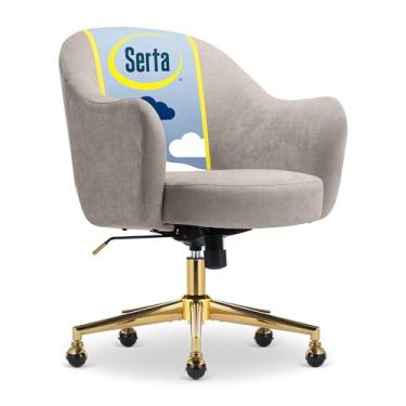 Imagem de Serta® Mia Cadeira de escritório moderna, design de barril de encosto baixo, almofada de assento de bobina de bolso, poltrona com detalhes de meados do século, cadeira de maquiagem ou penteadeira