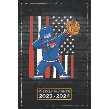 Imagem de Weekly Planner 2023-2024: Dabbing, Baseball | 6x9 | One Week on a Double Page | Softcover | From Sunday to Saturday | America | qx1