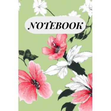 Imagem de Flora Pattern Journal (Notebook) for women. 6” x 9” 120 pages. Paper cover journal for study. Green journal with pink flowers