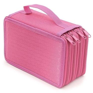 Imagem de Estojo Box Escolar com 4 Níveis e Grande Capacidade – Organização Perfeita para Seus Materiais! (Rosa)