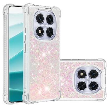 Imagem de GYHOYA Capa para Xiaomi Redmi Note 14 Pro 5G, Redmi Note 14 Pro, capa com glitter, fofo, líquido, transparente, fluindo, areia movediça, TPU macio, protetora, meninas, mulheres, capa de telefone para