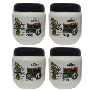 Imagem de Kit 4 Creme Hidratante Pés e Mãos C Argan e Sebo de Carneiro - Apinil