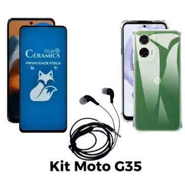 Imagem de Kit Capa + Película Fosca Privacidade + Fone de Ouvido para Motorola M