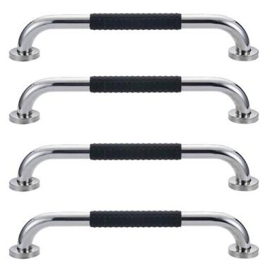 Imagem de Barra de Apoio 30cm Inox Kit 4 unidades Suporte Antiderrapante Idoso D