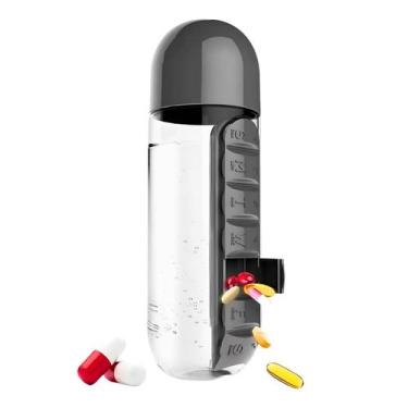 Imagem de Garrafa De Agua Squeeze Colorida Com Porta Comprimidos 600ml - Rocie, 