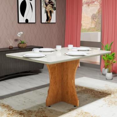 Imagem de Mesa De Jantar 120x80 Retangular 4 lugares Tampo Em Mdf Com Vidro
