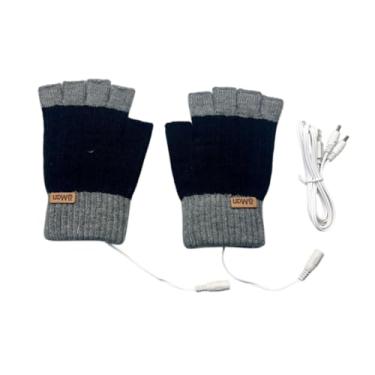 Imagem de UGPLM Luvas aquecidas USB Clima frio sem dedos para jogos de jogo de trabalho digitando laptop, Preto