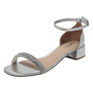 Imagem de Sandália Feminina Salto Baixo Firme Enfeite Strass Cacci