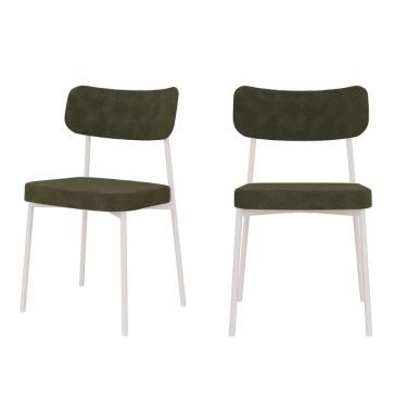 Imagem de Kit com 2 Cadeiras para Sala de Jantar Mona Yescasa Verde Alga/Branco