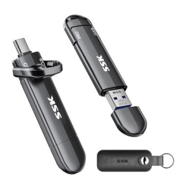 Imagem de SSK Pen drive USB de estado sólido de 512 GB, SSD externo de até 1000 MB/s, USB 3.2 Tipo-C/A, SSD portátil em liga de zinco para iPhone 15/16 Pro, Mac, PC, armazenamento OTG Android