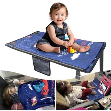 Imagem de TIOKVIOP Cama De Avião Infantil Com Edredom, Cama De Avião Segura E Aconchegante Para Crianças, Extensor De Assento Essencial Para Viagens De Bebês, Essencial Para Crianças Pequenas (Azul) (Azul)