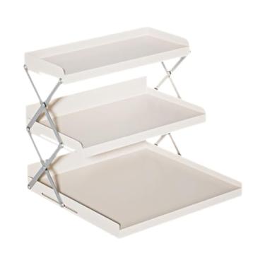 Imagem de Ioensy Organizador de café Organizador de armazenamento Metal de 3 camadas dobráveis ​​estável caneca de caneca de café suporte para para casas de, Branco
