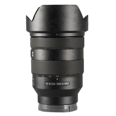 Imagem de kakotopa Adesivo decorativo de película protetora de lente compatível com Sony FE 24-105 mm F4G OSS Proteção abrangente anti-arranhões/anti-desgaste/sem resíduo/3M Materail (escama de cobra preta)