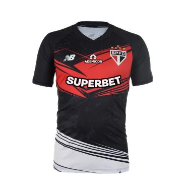 Imagem de Camisa Masculina Nb Goleiro Spfc 2025 C/P, Masculino, Preto/Vermelho/Branco, GG