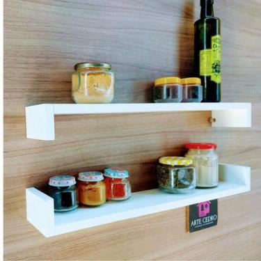Imagem de Kit 2 Prateleiras Reta Modelo U Para Cozinha Nicho Mdf Organizador de 