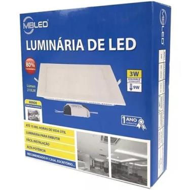 Imagem de Luminaria LED Quadrada Embutir 03 Watts 6500k Branco Frio MB LED 