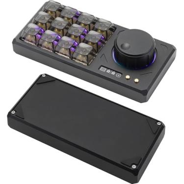 Imagem de SMACKAPE Almofada macro Forcepad de alumínio CNC com codificador de motor de 5 modos, tela de camada, iluminação RGB, teclas transparentes, hot-swap, teclado programável USB tipo C (preto)