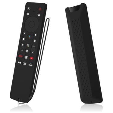 Imagem de AKSHFETH Capa de silicone para controle remoto TCL QM6K (modelo 2025) - Capa protetora antiderrapante, design à prova de choque, acessórios de controle remoto de TV (compatível com série QM6K) (preto)