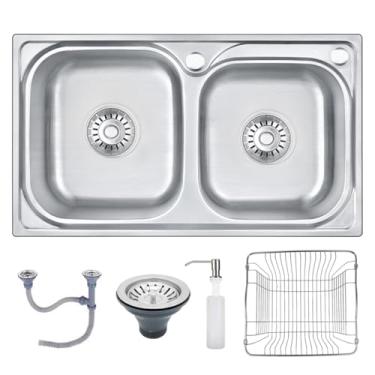 Imagem de Cuba Dupla de Cozinha Gourmet Completa 68x39cm Aço Inox Prata Brinovar
