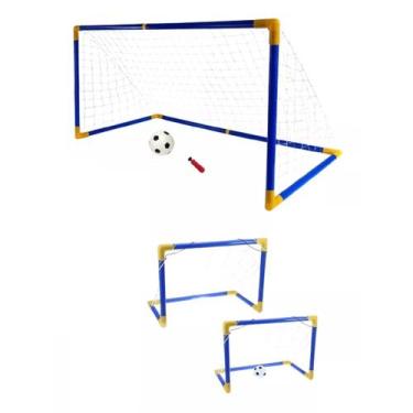 Imagem de Trave Gol 2 em 1 Futebol 2x1 Infantil com Bola e Bomba Pais e Filhos 7