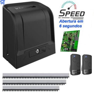Imagem de Kit Motor Automatizador de Portão Intelbras dr 400 Deslizante 1/4 hp Com 2 Controles Placa e Cremalheira de 3 Metros