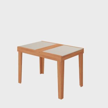 Imagem de Mesa de Jantar Extensível 140 cm Naturalle Pinhão - off White