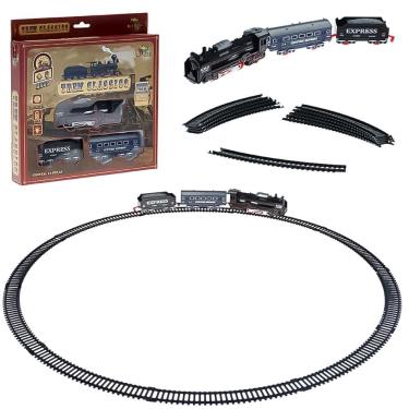 Imagem de Brinquedo Trem Clássico Elétrico Art Brink 13 Peças Azul ZB582 6 +
