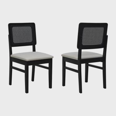 Imagem de Kit 2 Cadeiras Lyon Madeira Maciça Encosto Telinha Assento Estofado Corano