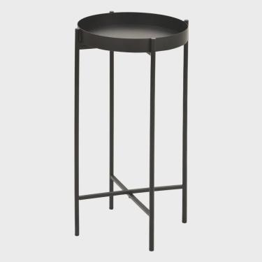 Imagem de Mesa Lateral Redonda com Bandeja Apoio Sala Aço Collie 30x60