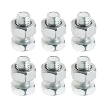 Imagem de LT Easiyl 6 peças M6 x 12 mm kit de porca e parafuso de terminal de bateria de motocicleta aço banhado a zinco parafusos hexagonais cruzados com porcas sextavadas