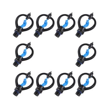 Imagem de Durável 10 peças 4 pontos plástico borboleta cabeça irrigação aspersor 360 graus rotativo resistente jardim gramado paisagem estufa spray preto