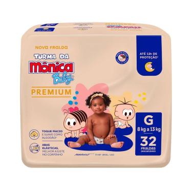 Imagem de Fralda Infantil Turma da Mônica Baby Premium Tamanho G 32 Unidades