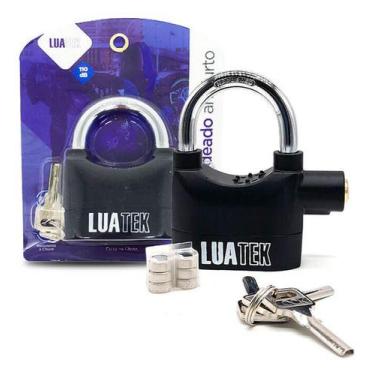 Imagem de Cadeado Luatek Lk-bl16 Preto Com Alarme - 3 Chaves
