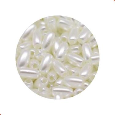 Imagem de Arroz perolado liso passante 7x20mm em abs com 500gr - LADEIRA BIJUTER