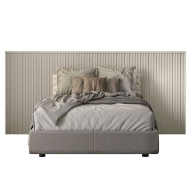 Imagem de Cabeceira Casal e Queen Painel Ripado 241cm Palmeira Off L06 - Mpozena