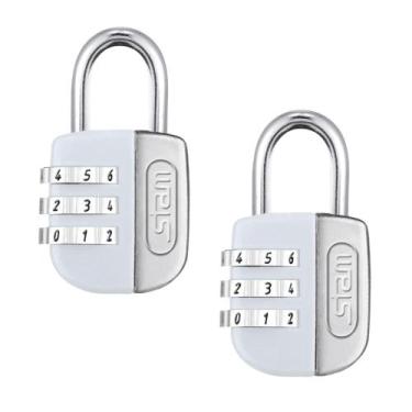 Imagem de 2 Cadeado Stam c/ Segredo 25mm Color Life p/ Mala Bolsa Armário, Branc