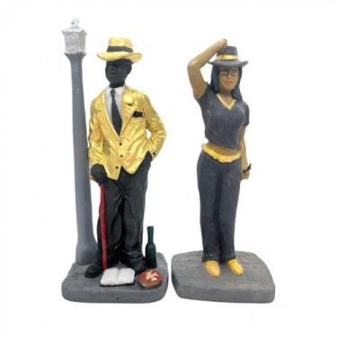 Imagem de Kit Casal Ze e Navalha Dourado e Preto 18 cm Resina - Lua Mística - 10