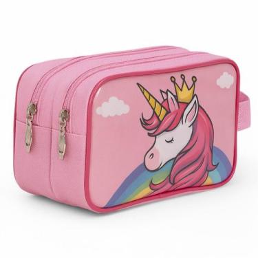 Imagem de Estojo Infantil Escolar Duplo Reforçado Premium Menina Feminino Unicór