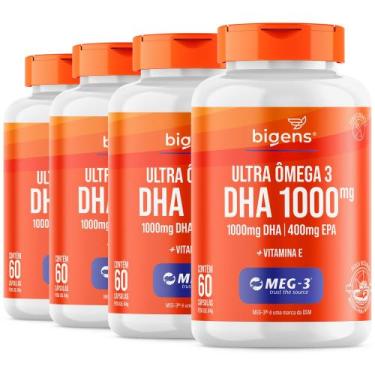 Imagem de Kit 4X ULTRA ÔMEGA 3 DHA 1000 MEG3 VITAMINA E 60 CAPS - BIGENS