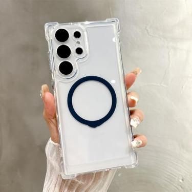 Imagem de Capa magnética transparente Armour para Samsung S25 S23 S24 Plus S21 S22 Ultra Luxury Corners Reforçada Capa protetora, Azul escuro, Para Galaxy S25Plus