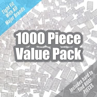 Imagem de SCS Direct Building Block Bricks - 1000 Pc Bulk Set of Unique Clear Color with 54 Roof Pieces - Compatible and Tight Fit with All Major Brands-Great for Activity Tables, Creativity & School Projects