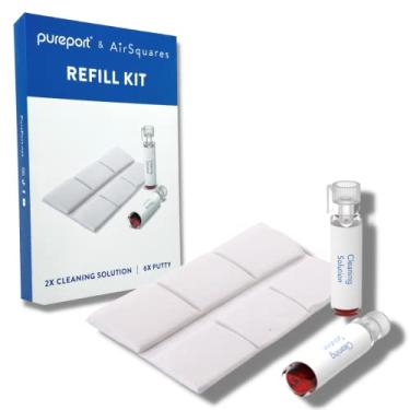 Imagem de pureport Kit de refil de limpeza multiferramenta (vendido separadamente) | 2 frascos de solução de limpeza, 6 x AirSquares massa de limpeza | Reparo e restauração de portas iPhone e iPad, cabos Lightning e conectores