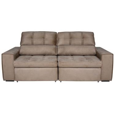 Imagem de Sofá 5 Lugares Luizzi Bugatti Ii Com Assento Retrátil Encosto Reclinável E Tecido Veludo Plush Cappuccino