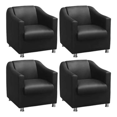 Imagem de Kit 4 Poltronas Cadeiras Tilla Corino Preto Rr Decor