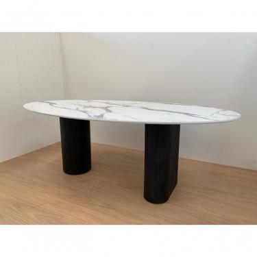 Imagem de Mesa De Jantar Oval Dupla 180x100cm Madeira Ebano