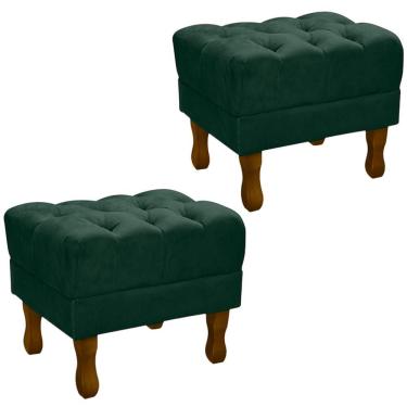 Imagem de Kit 2 Puff Puf Retro Capitone 52X44Cm Suede Verde Mpassos Verde